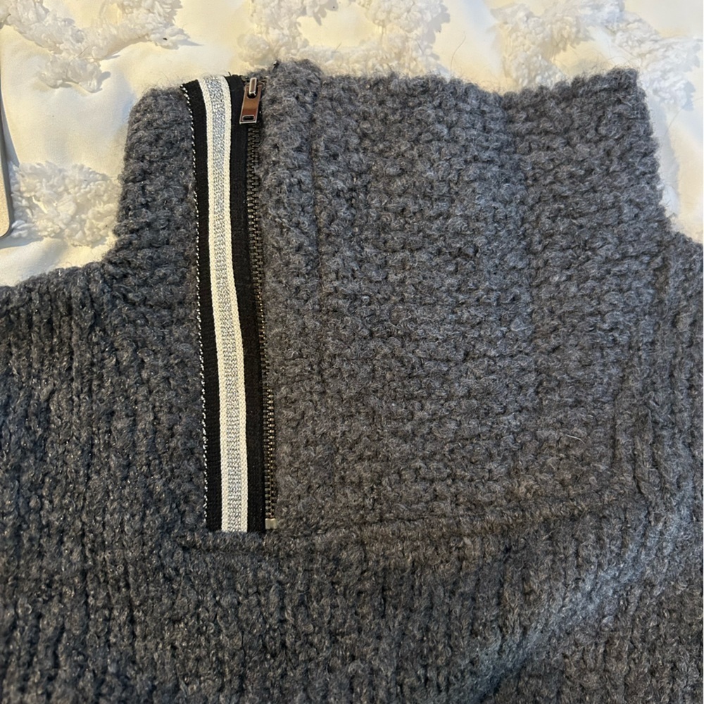 AMS Pure Zippered High Neck Wool Knit Sweater - Picture 11 of 15